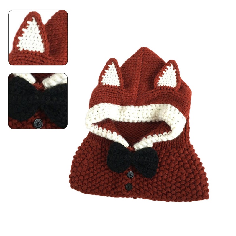 Mũ Len Dệt Kim Đính Nơ Tai Cáo Chống Gió Giữ Ấm