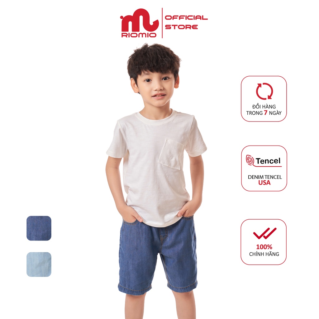 Quần short jean bé trai Riomio Chất liệu 100% sợi cotton tencel chuẩn Mỹ, thấm hút mồ hôi, siêu mềm nhẹ -RM082