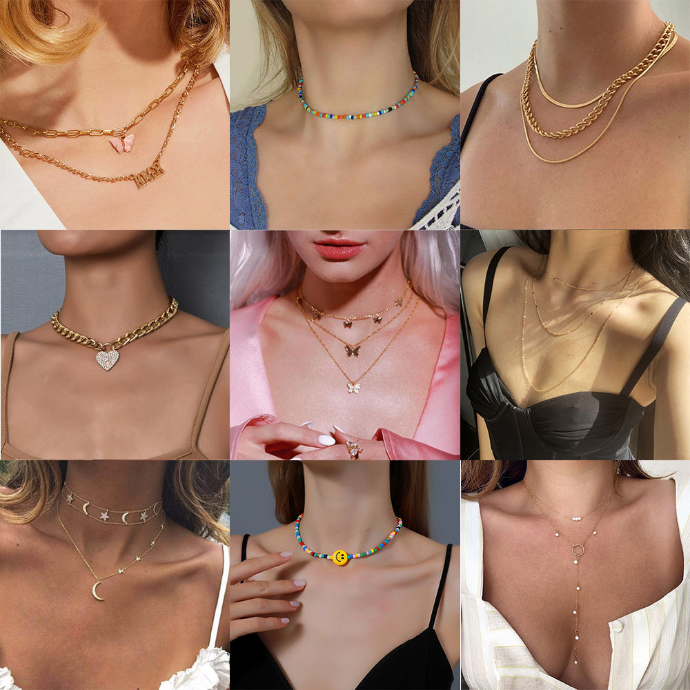 Vòng cổ nhiều lớp DODDER bằng hợp kim phối mặt phụ kiện xinh xắn cho nữ