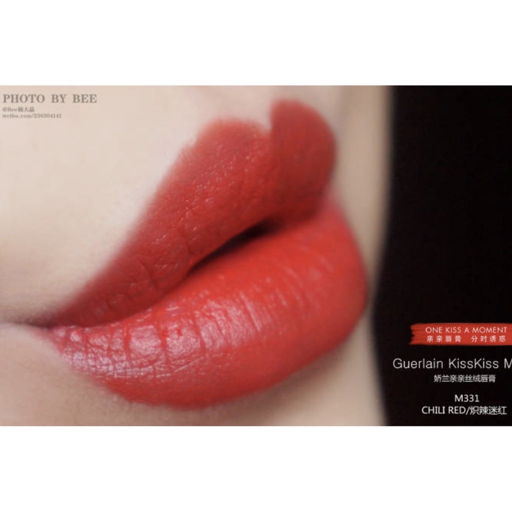 Son Guerlain Kiss Kiss Matte M331 Chilli Red 3.5 gr Hàng Chuẩn 100%