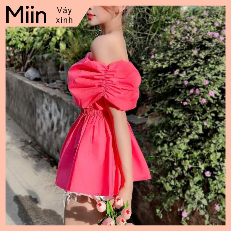 Áo trễ vai peplum chun eo