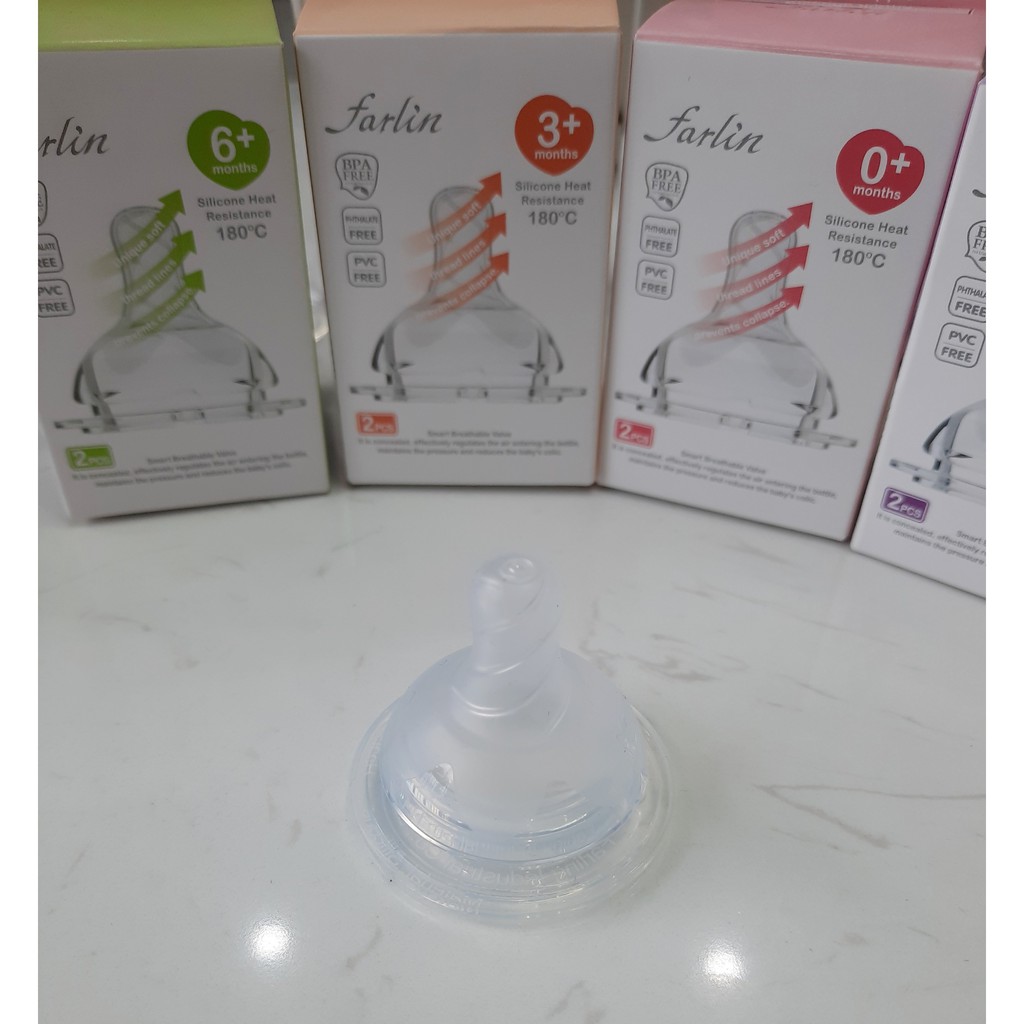 Núm Ty Silicon Siêu Mềm Chống Sặc FARLIN - Dùng Cho Bình Cổ Rộng