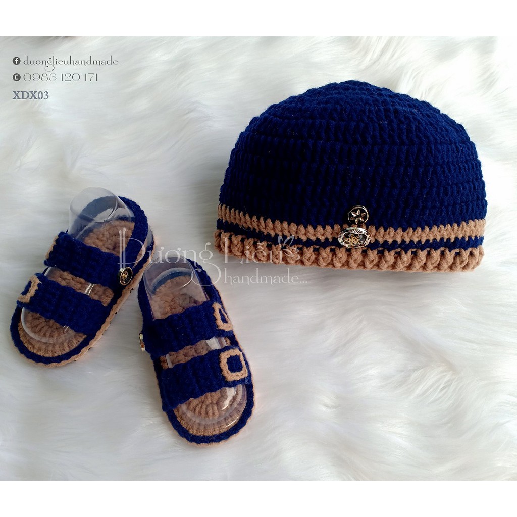 Nón giày len cho bé trai
