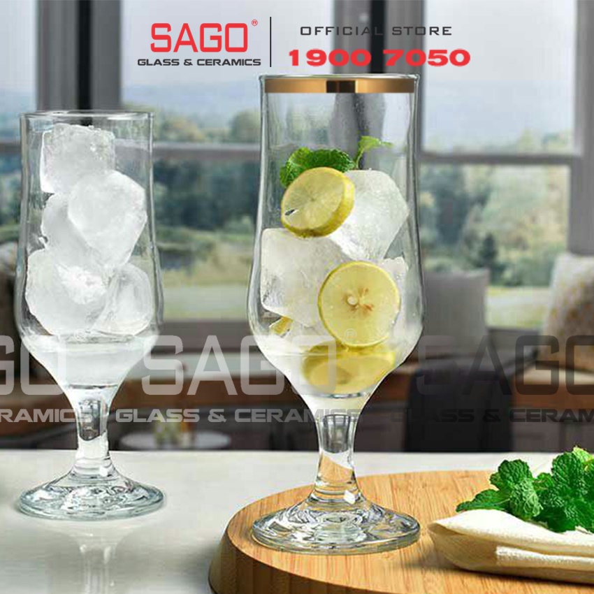 Ly Thủy Tinh Pasabahce Maldive Tulipe Gold Glass 385ml | Nhập Khẩu Thổ nhĩ Kỳ