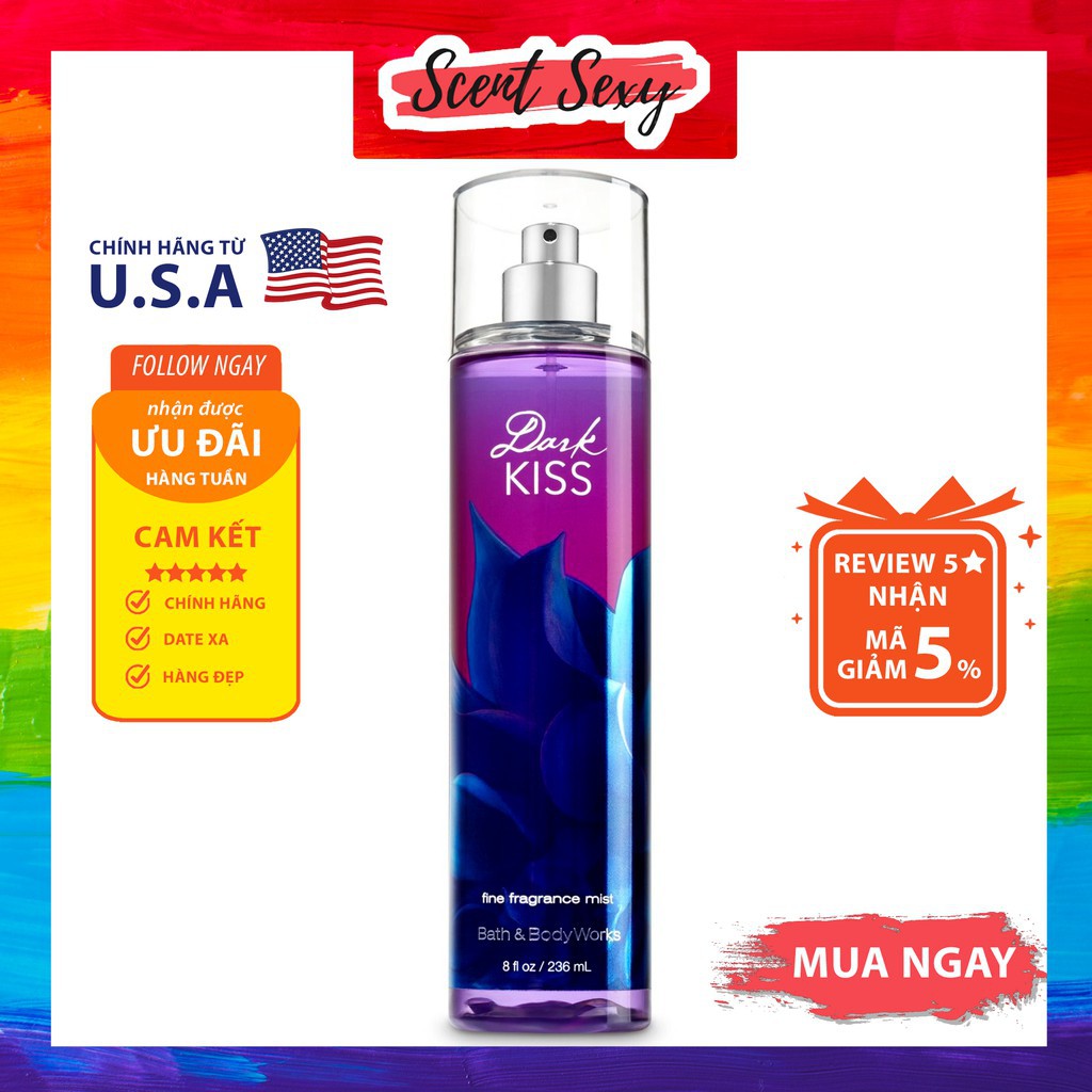 Xịt Thơm Toàn Thân Bath & Body Works Dark Kiss 236ml | BigBuy360 - bigbuy360.vn