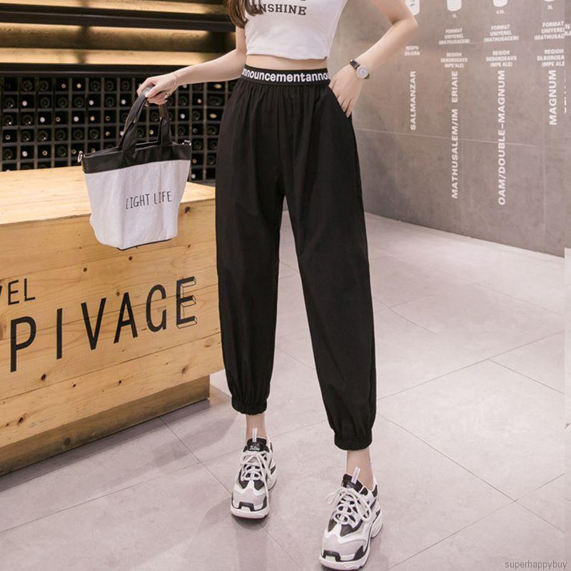 Quần jogger màu trơn lưng cao dành cho phái đẹp | BigBuy360 - bigbuy360.vn