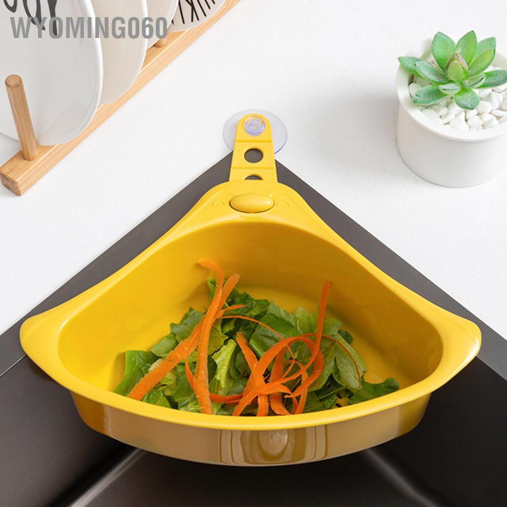 Wyoming060 Kitchen Triangular Drain Basket Stable Easy Draining Corner Sink Strainer for