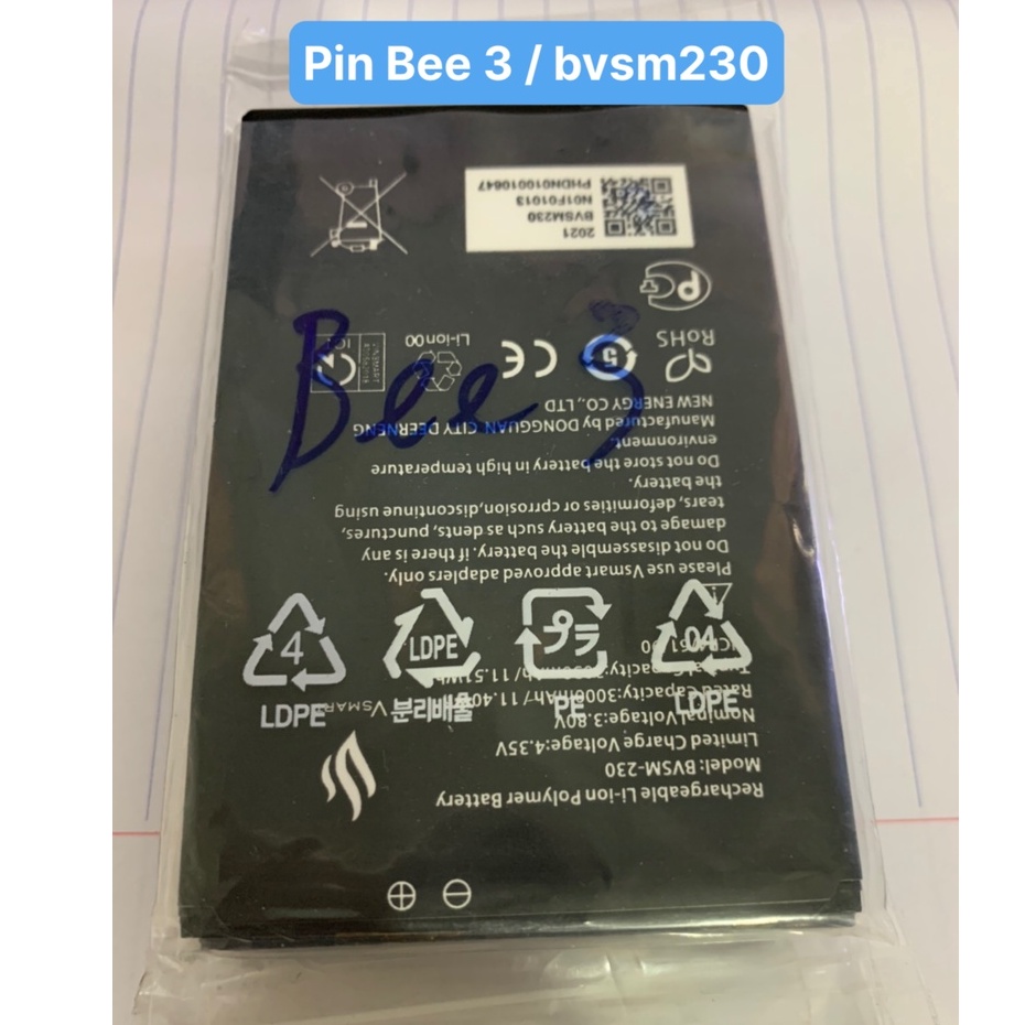 Pin Bee 3 / Vsmart / Bvs M230 / 3000mAh / zin Bảo hành