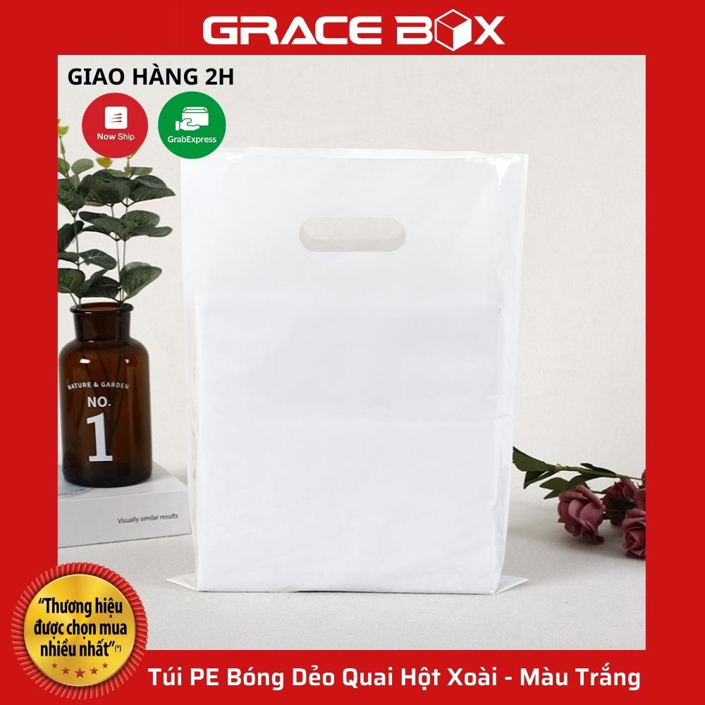 {Giá Sỉ} Túi PE Bóng Dẻo Màu Trắng - Quai Hột Xoài Đựng Phụ Kiện, Quần Áo - Siêu Thị Bao Bì Grace Box