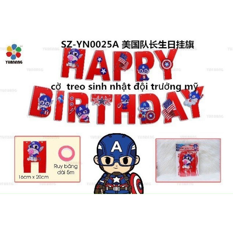 Dây Chữ Happybirthday Chủ Đề Siêu Nhân Nhện, Siêu Anh Hùng, Siêu Nhân A, Siêu Nhân Caption American Cho Bé Trai