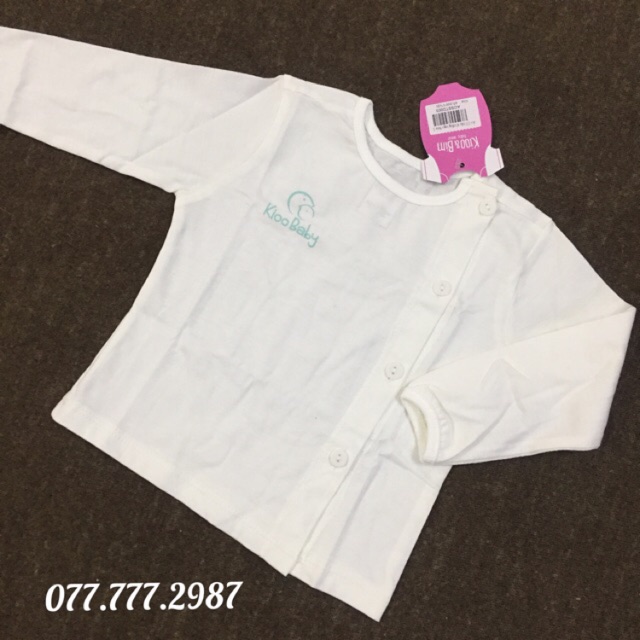 Áo sơ sinh trắng tay dài /kioobaby