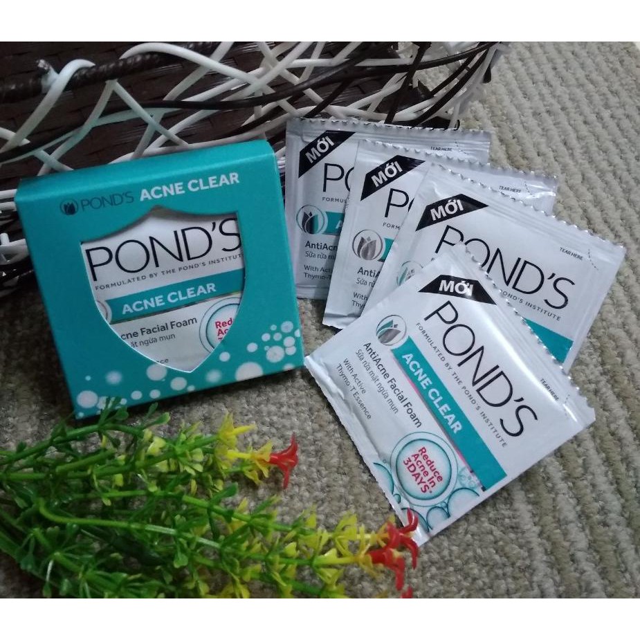 COMBO 10 Gói Sữa Rửa Mặt trắng sáng Ngừa Mụn Pond's Acne Clear (Hàng Mẫu) dạng gói 4g