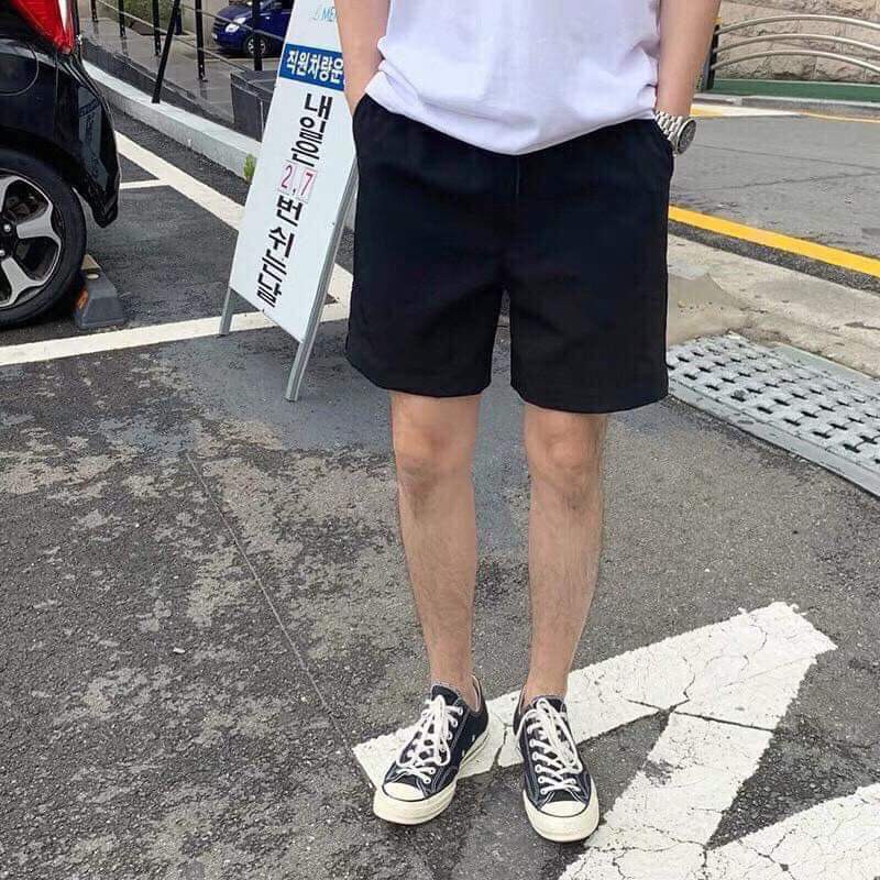 Quần Short thun đen Unisex + Ảnh thật