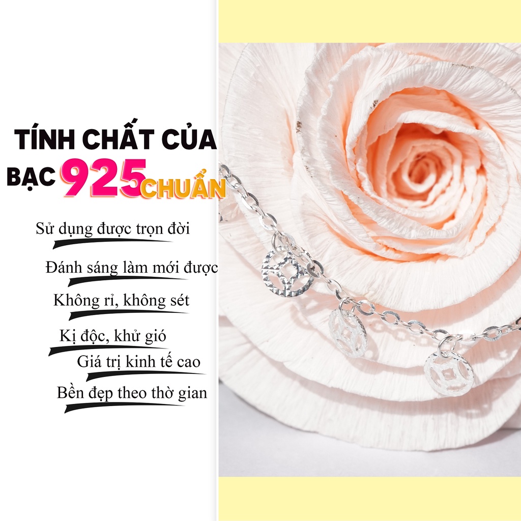 Lắc tay nữ bạc 925 Đồng xu May Mắn phụ kiện thời trang cao cấp limeted QMJ - Q607