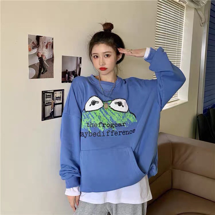 Áo sweater nỉ unisex form rộng Đầu Ếch phong cách ulzzang Wind Thu Đông | BigBuy360 - bigbuy360.vn