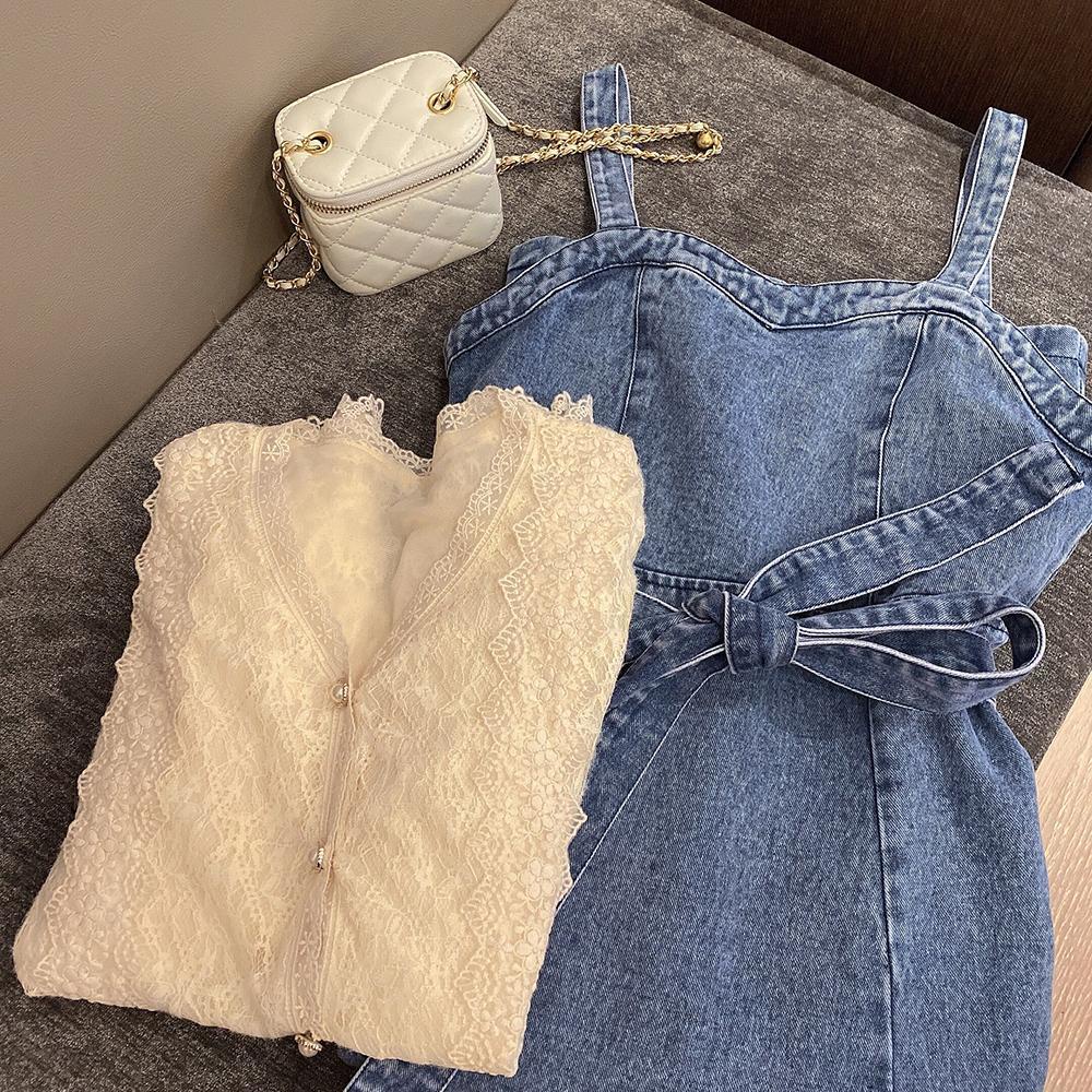 Đầm yếm denim thời trang xuân hè dành cho nữ