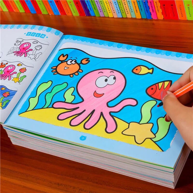 Sách tô màu cho trẻ em Sách tô màu cho trẻ em Sách tô màu nước cho trẻ em 3-5-7-8 tuổi Graffiti tô màu cho trường mẫu giáo