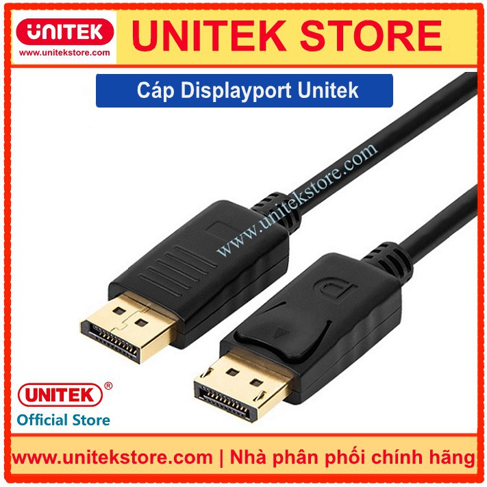 Cáp Displayport 4K UNITEK dài 2M/ 3M/ 5M (YC608BK), hàng chính hãng, bảo hành 12 Tháng - Cáp 2 đầu Díplayport