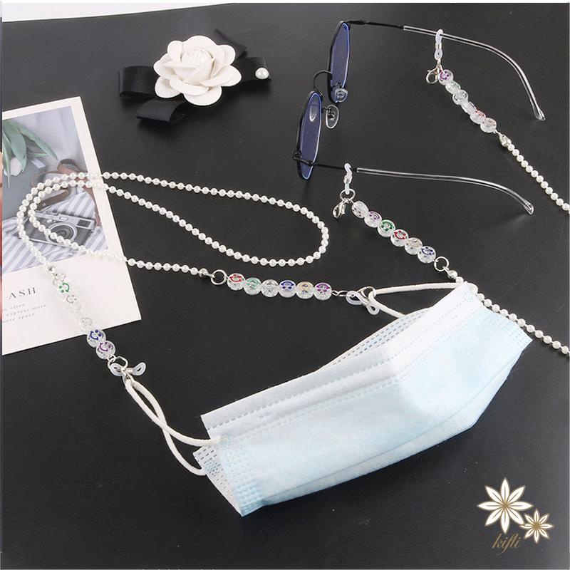 【kifli】Kính acrylic trong suốt / dây đeo mặt nạ có hoa, trang trí trái tim