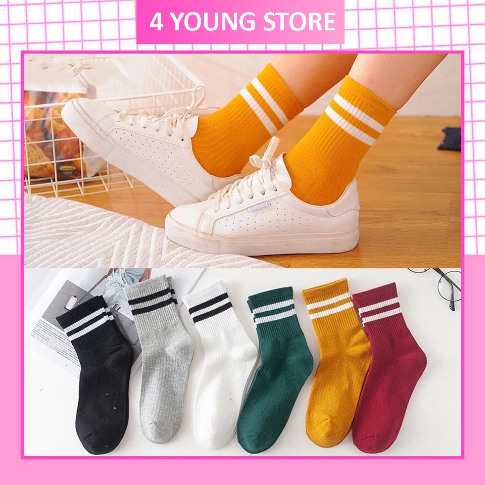 Tất vớ Unisex phong cách Hàn Quốc kẻ ngang cá tính năng động thời trang hiện đại cho giới trẻ TD021