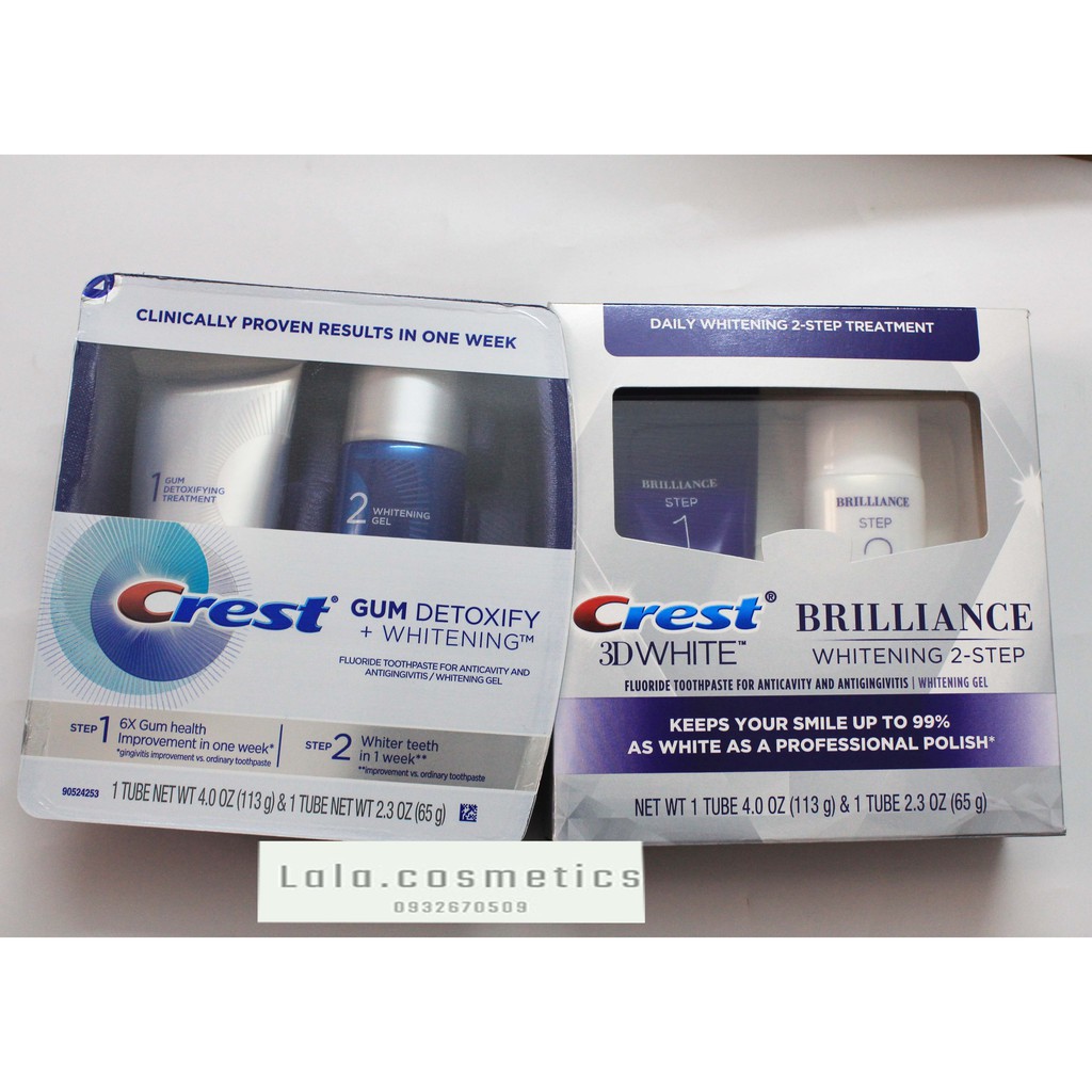 [ Date 08/2021 ] Bộ kem tẩy trắng răng Crest 3D White Brilliance Daily Cleansing & Whitening System