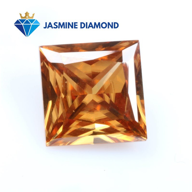 Kim cương nhân tạo Mỹ Moissanite giác cắt Princess Champagne