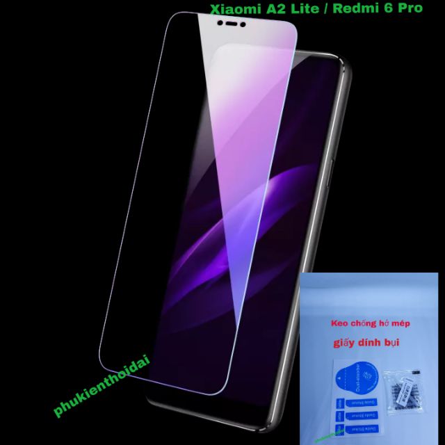 Cường lực Redmi 6 Pro / A2 Lite tím chống UV hại mắt ( tặng keo mép giấy lấy bụi )