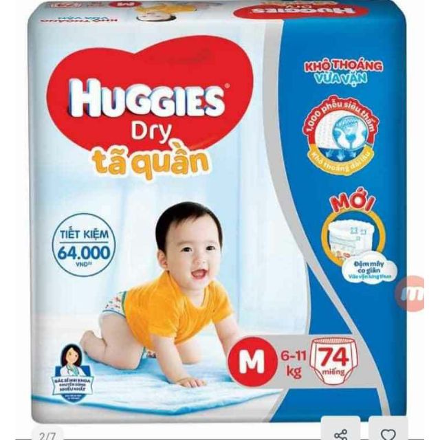 Bỉm Huggies quần đại size M 74 miếng/ L68 miếng/ XL 62 miếng