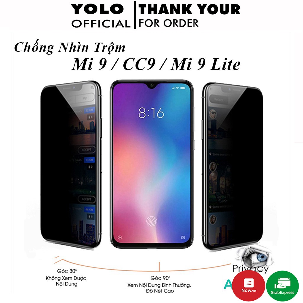 Cường Lực Redmi Mi 9 CC9 Mi 9 Lite Chống Nhìn Trộm Full Màn Hình Tặng Kèm Khăn Lau