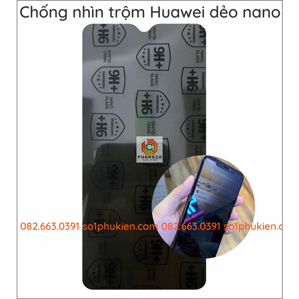 Dán cường lực chống nhìn trộm Huawei y7 y7 pro y7 prime y6 prime y9 y9 pro y9 prime y9s,2017,2018,2019 dẻo nano