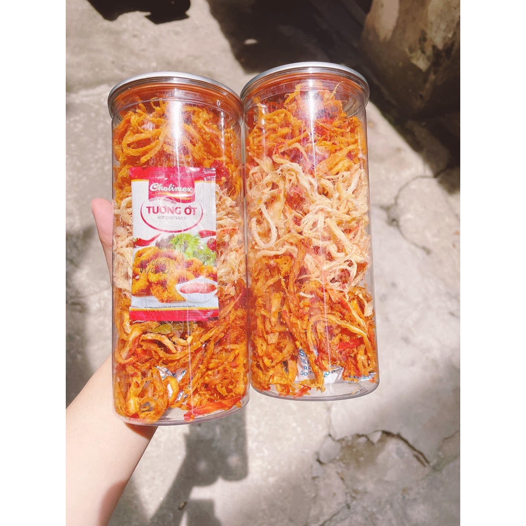 Mực Khô Xé Sợ 300g Mix 3 Vị Bơ Tỏi+Hấp Dừa+Tomyum