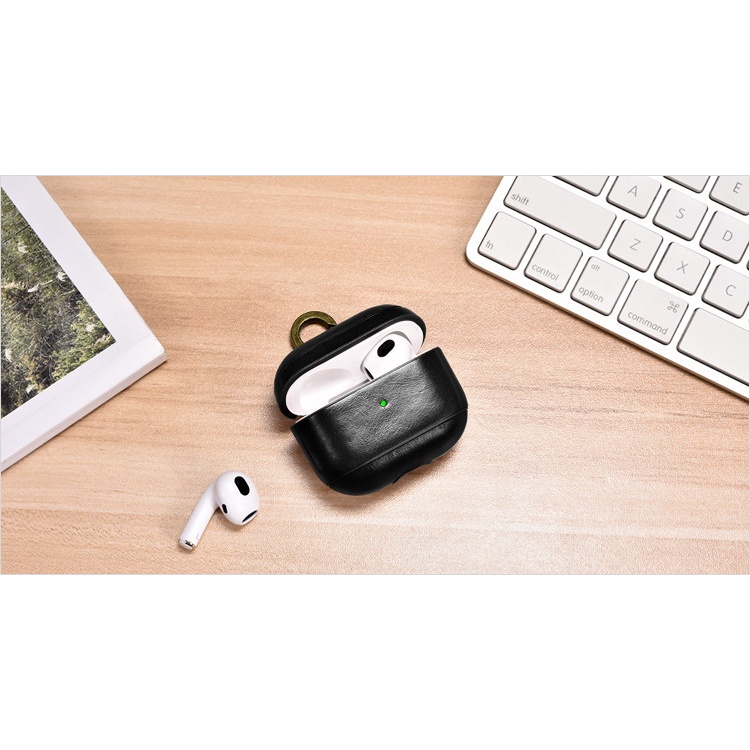 Vỏ bảo vệ hộp sạc tai nghe bằng da phong cách vintage thích hợp cho Airpods 3 airpod pro 1 2