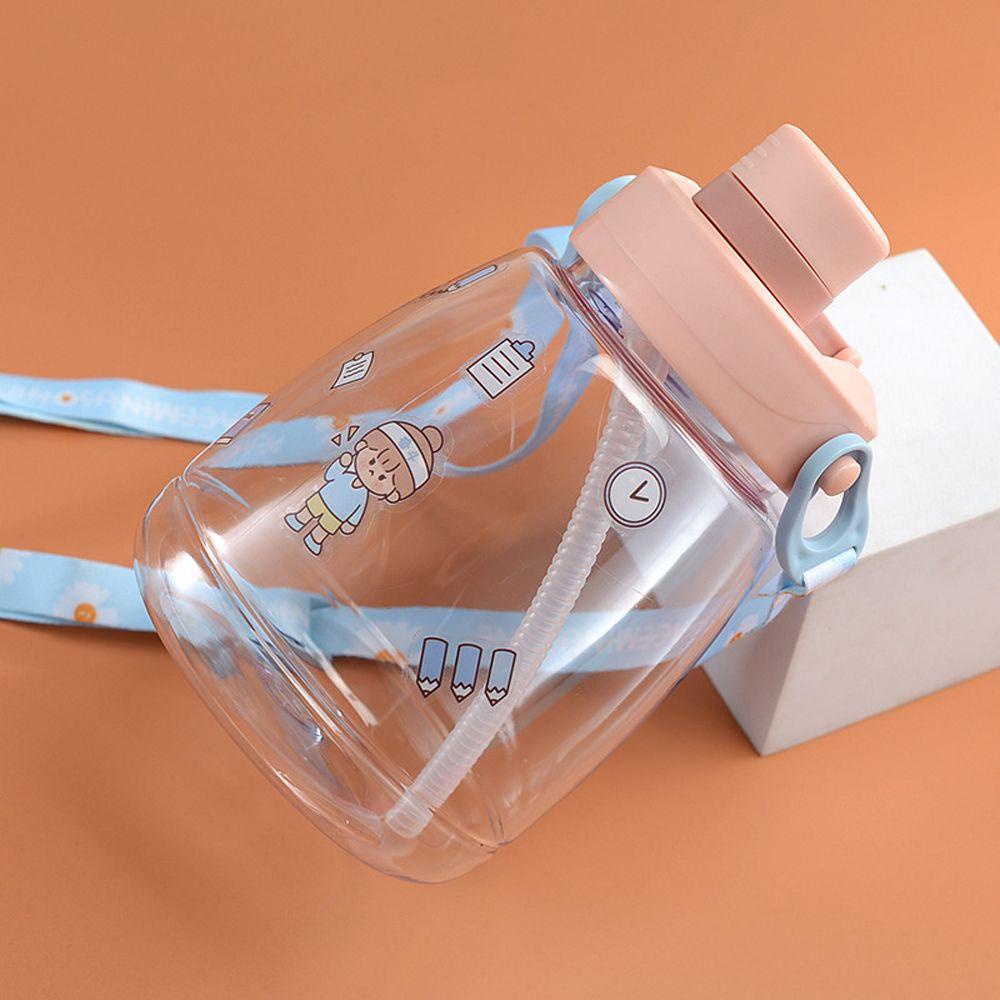 Lanfy Bình Nước Thể Thao Bằng Nhựa Cao Cấp Chống Rò Rỉ Có Thể Tái Sử Dụng Hình Gấu Màu Xanh Dương Cho Trẻ Em