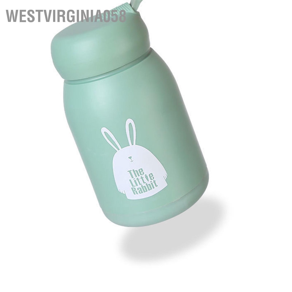 Westvirginia058 Cốc cách nhiệt hai lớp 330ml Niêm phong tốt nhỏ cầm tay dễ thương Thỏ để đi du lịch thể thao ngoài trời