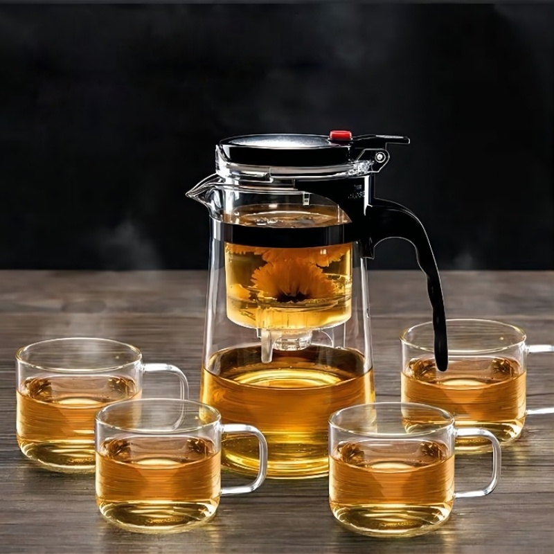 Bộ Ấm Trà Bằng Kính Chịu Nhiệt Phong Cách Trung Hoa