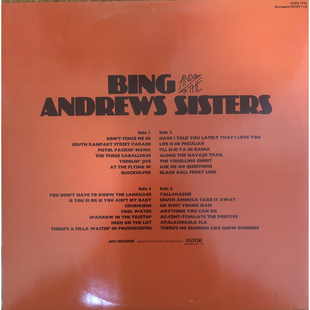 Đĩa than Bing and the Andrews Sisters | BigBuy360 - bigbuy360.vn