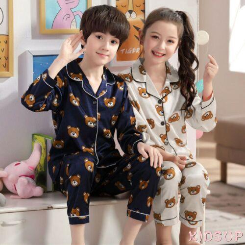 Bộ đồ ngủ dài tay bằng lụa satin xinh xắn cho bé