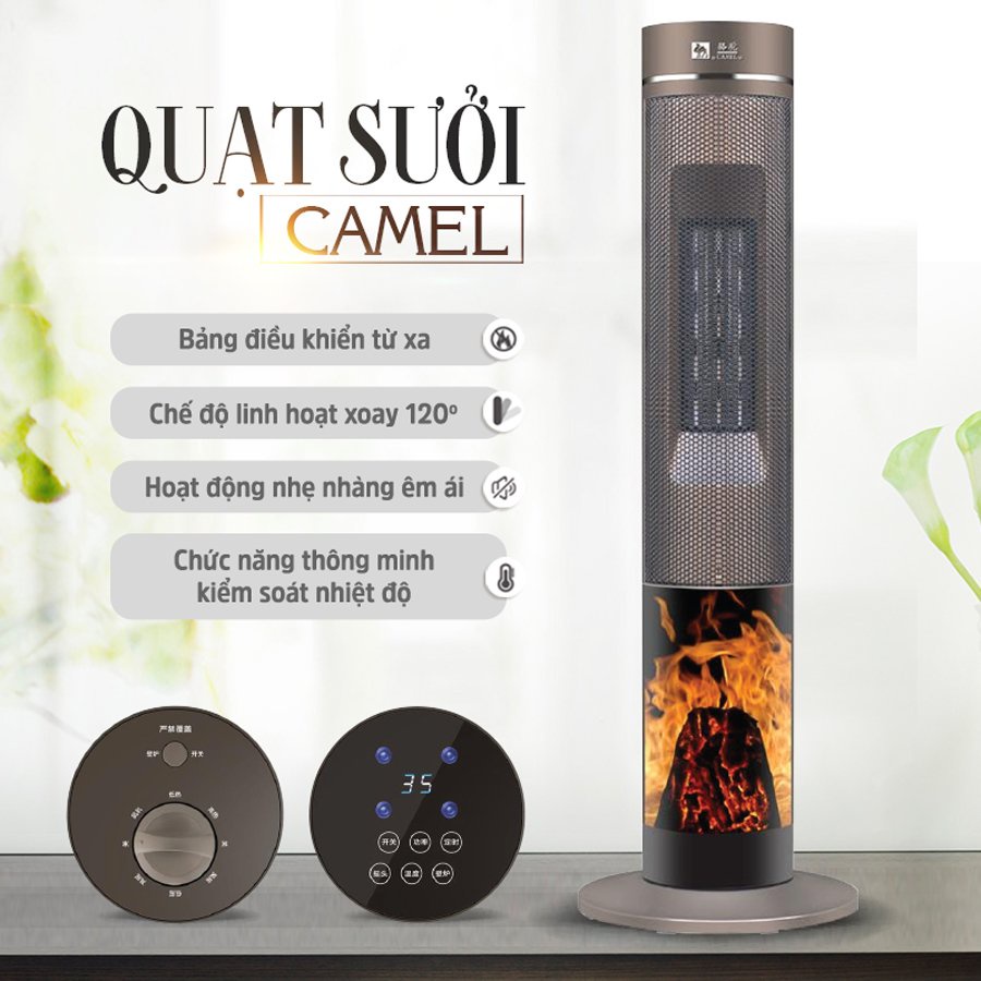 Máy sưởi gốm CAMEL điều kiển cảm ứng, thiết kế thông minh, an toàn với người già và trẻ nhỏ