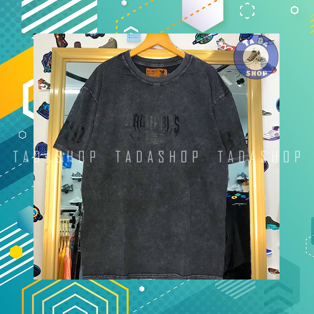Áo Phông oversize Nam Nữ BAD chữ wash ảnh thật