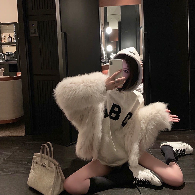 22 Phong Cách Mới!F &amp; X Áo Khoác Lông Cáo Giả Có Mũ Trùm Đầu Dày Dặn Phong Cách Thời Trang Mùa Đông Cao Cấp