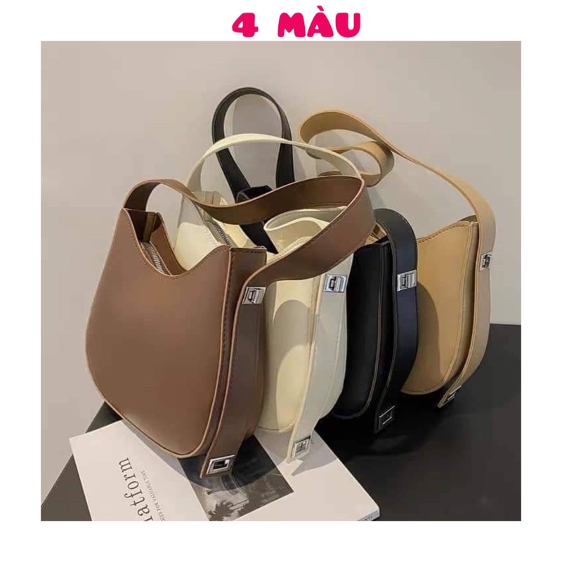 Túi đeo vai da PU trơn thời trang bốn màu kích thước 26*8*22
