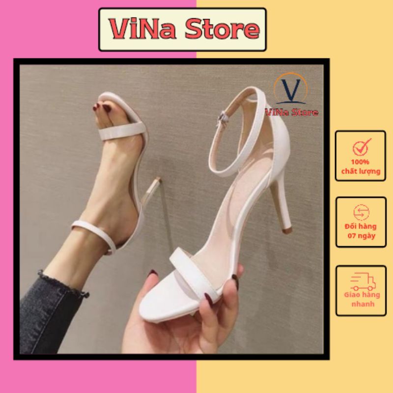 Giày cao gót nữ quai mảnh đế nhọn 7-9 phân, giày hở mũi bít gót hottrend 2022 VINA STORE mã T17