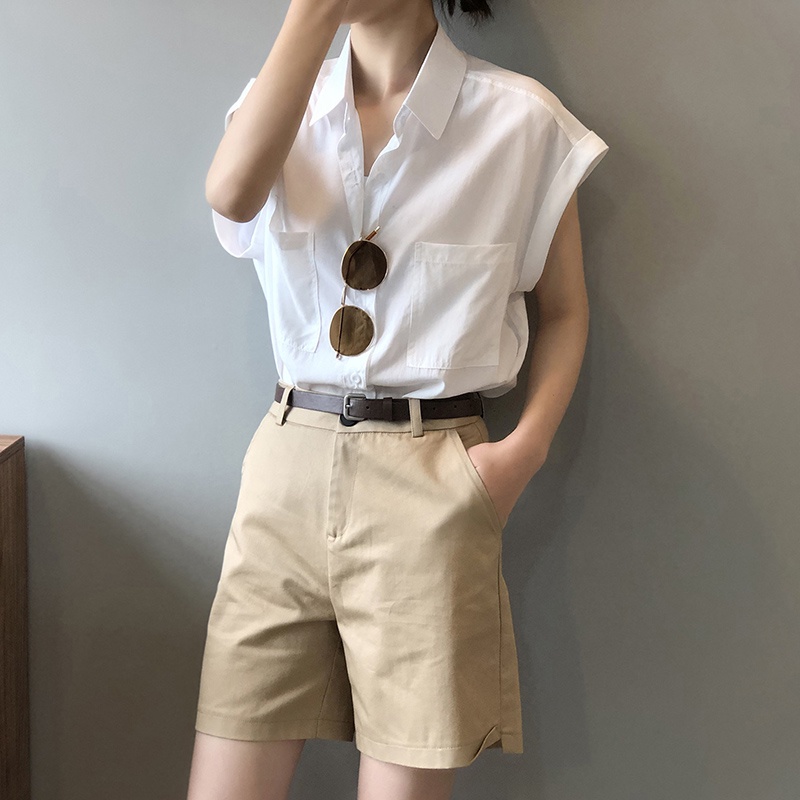 Áo kiểu IELGY tay ngắn thiết kế thời thượng phong cách Pháp nhẹ nhàng thời trang mùa hè dành cho nữ