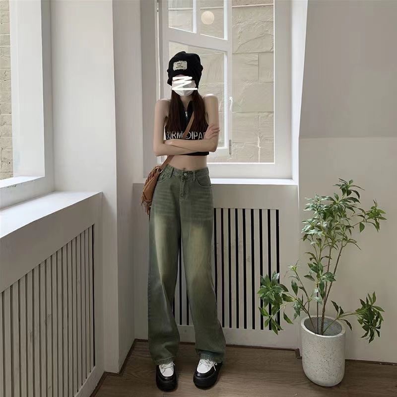 Quần Jeans Nữ Lưng Cao Ống Rộng Thời Trang Hàn Quốc