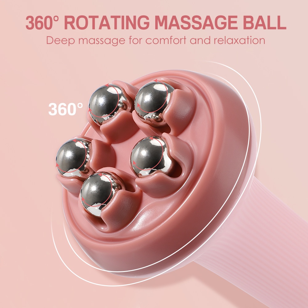 Dụng Cụ Massage Cổ Vai Gáy, Cây Massage Giảm Nhức Mỏi Cổ Vai Gáy Eo Đùi Bắp Chân Hiệu Quả, Bóng Lăn Mát Xa Cơ Thể 5 Quả Cầm Tay Giúp Thư Giãn Chống Cellulite，Bóng Lăn Mát Xa Nâng Cơ Thể Bằng Thép Không Gỉ Xoay 360 Độ massage chân