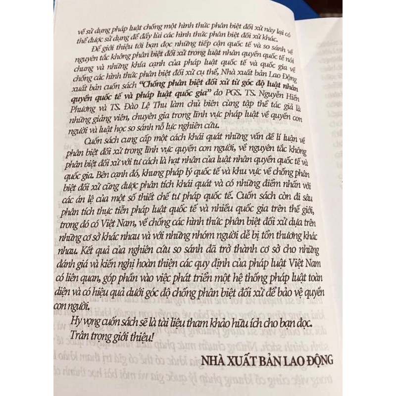 Sách- Chống phân biệt đối xử từ góc độ Luật nhân quyền quốc tế và pháp luật quốc gia | BigBuy360 - bigbuy360.vn