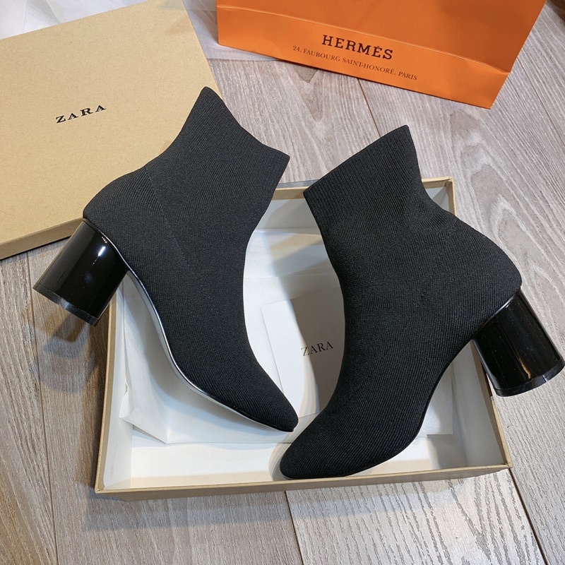Bốt boot len zara cổ thấp gót tròn xuất dư fullbox