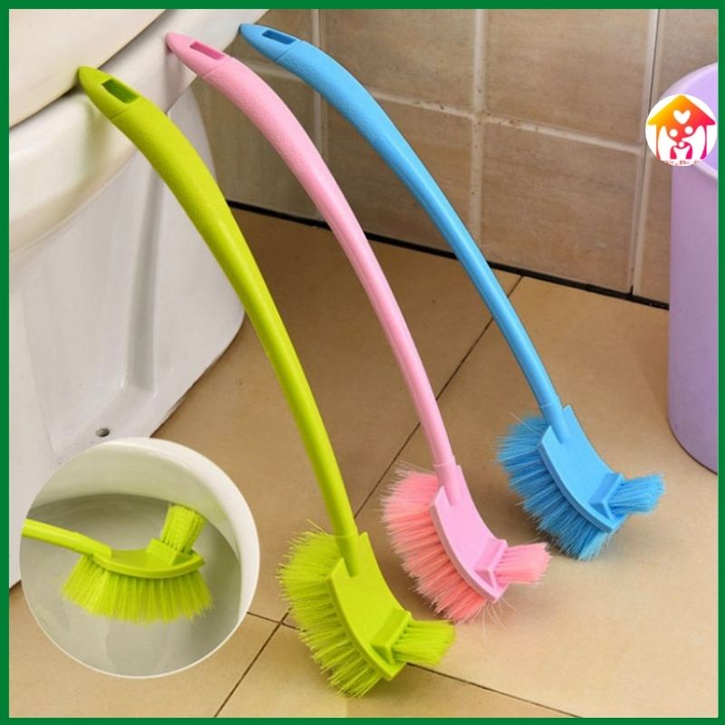 Bàn chải nhà vệ sinh 2 đầu cán dài-dụng cụ vệ sinh bồn cầu toilet cao cấp