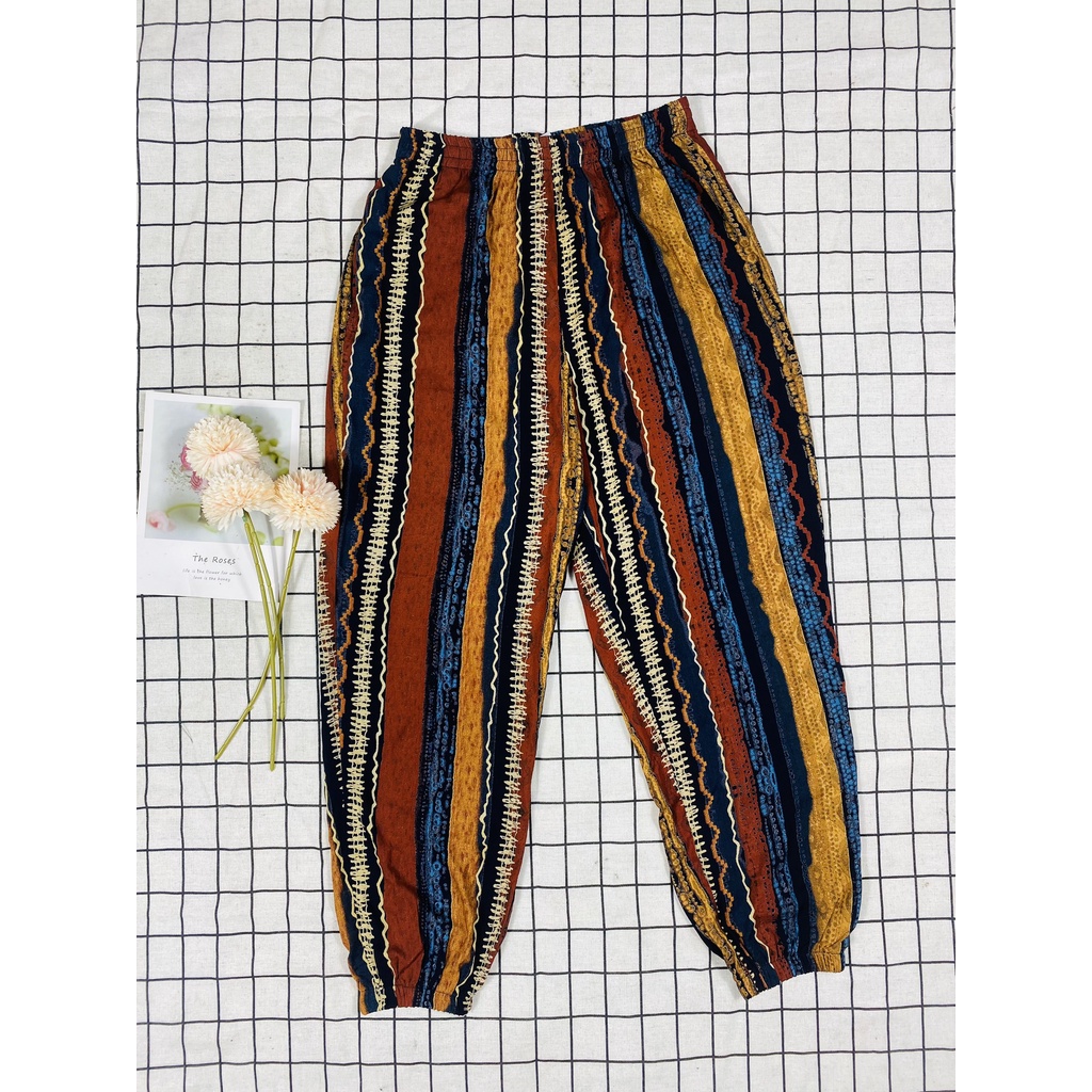 Quần lanh ống boom _ Quần lanh thổ cẩm bigsize 87 cân _QL