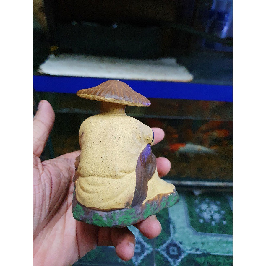 ÔNG CÂU GỐM SỨ TRANG TRÍ HỒ CÁ NON BỘ DÁI 7CM CAO 9CM